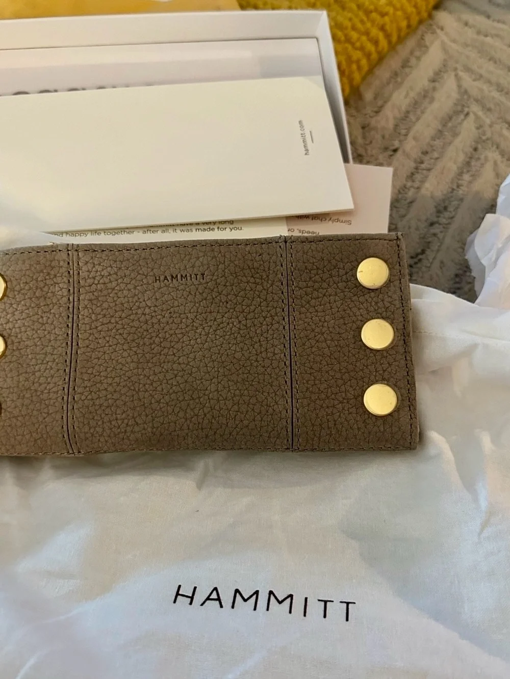 NWT Hammitt 110 North Wallet Grey Natural Brushed Gold Box Dustbag Paperwork